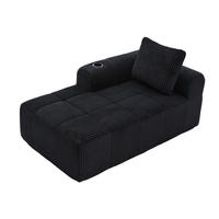 SOFA Cord mit Seitenfächern und Becherhaltern 158/93/61 cm Schwarz - Schwarz, Textil (93/61/158cm) - Redom