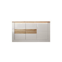 SIDEBOARD 3 Türen LED-Beleuchtung Eichendekor und Weiß 160/43/88 cm - Weiß, Holzwerkstoff (43/88/160cm) - Calicosy