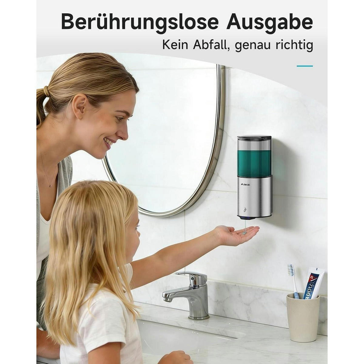 AUTOMATISCHER Seifenspender Wandmontage 400ml Edelstahl Gebürstetes Mattsilber - Silberfarben, Metall (8/19/8.5cm)