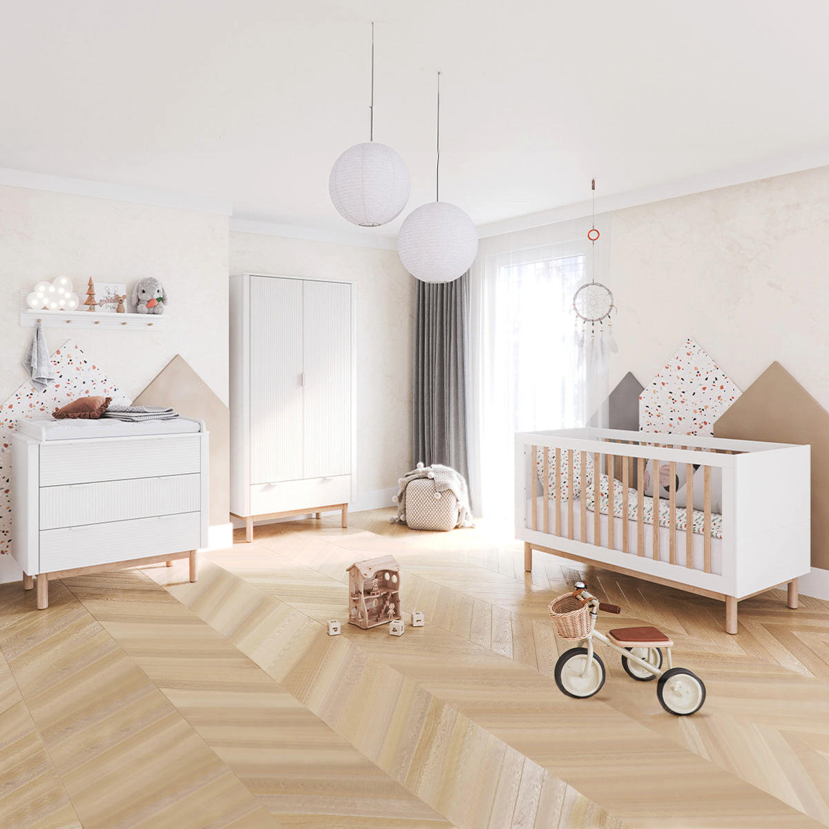 SOBA ZA BEBE 3-dijelniMiloo Bijeli - bijela, drvni materijal (123.5/87.5/66cm) - Petits-meubles