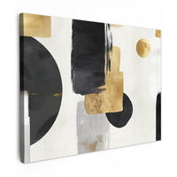 LEINWANDBILD Gold - Rechtecke - Kreise - Abstrakt Wandbilder 80x60 cm - Weiß, Textil (80/60cm) - MuchoWow