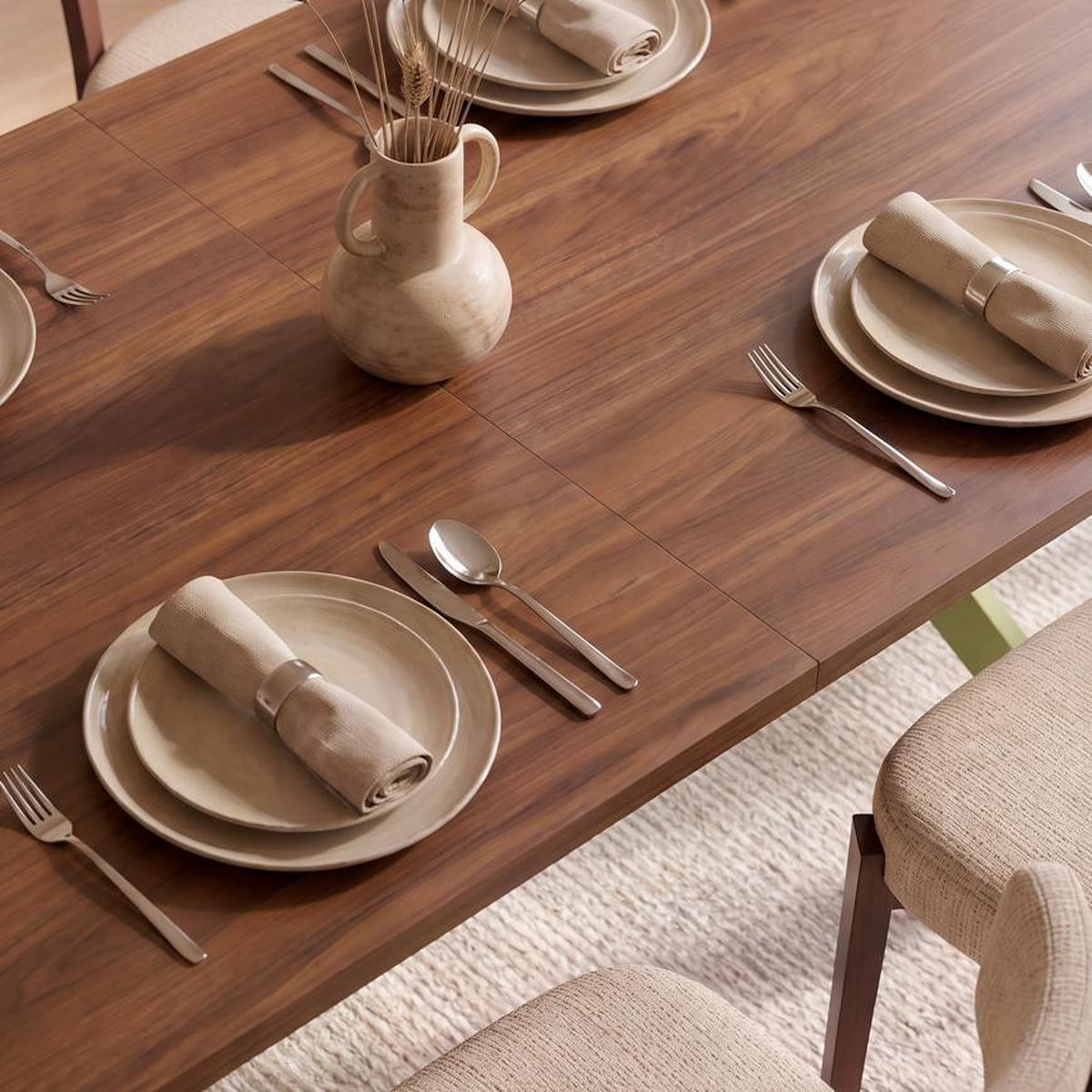 ESSTISCH 160cm Metallbeine Khaki Und Tischplatte Nussbaum-Optik Andrea - Nussbaumfarben/Grün, Holzwerkstoff/Metall (90/160/75cm) - Sicaan