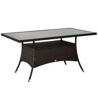 GARTENTISCH 150/85/74 cm mit Sicherheitsglasplatte, wetterfestem Polyrattan und Metallgestell, Braun - Braun, Metall (150/85/74cm) - Redom