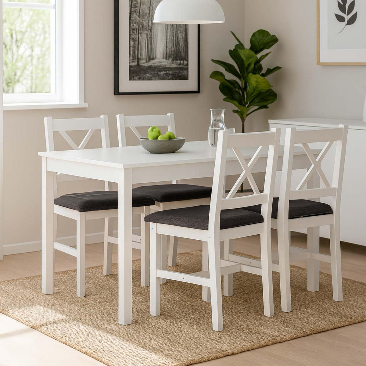 ESSZIMMERSTUHL Weiß, Schwarz 4er-Set - Schwarz/Weiß, Holz (43/85/44cm) - MCW