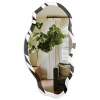 SPIEGEL 90x45 cm asymmetrisch mit Druck - Dynamisches Muster - Transparent, Glas (45/90/0.4cm) - TULUP