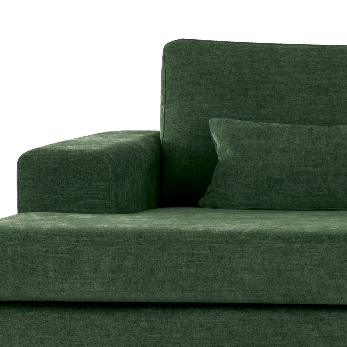 ECKSOFA mit Longchair - Dunkelgrün/Eichefarben, Eichenholz/Textil (281/153cm) - home24