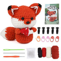 KOMPLET za kvačkanje rdeče lisice, komplet za začetnike z navodili za samostojno izdelavo, komplet za kvačkanje amigurumi za otroke in odrasle - rdeča, tekstil (1/1/1cm)