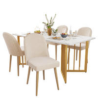 WOHNZIMMER STÜHLE mit Samtbezug 4tlg Metallbeinen - Beige, Textil (45.5/87.5/62cm) - EVRYAE