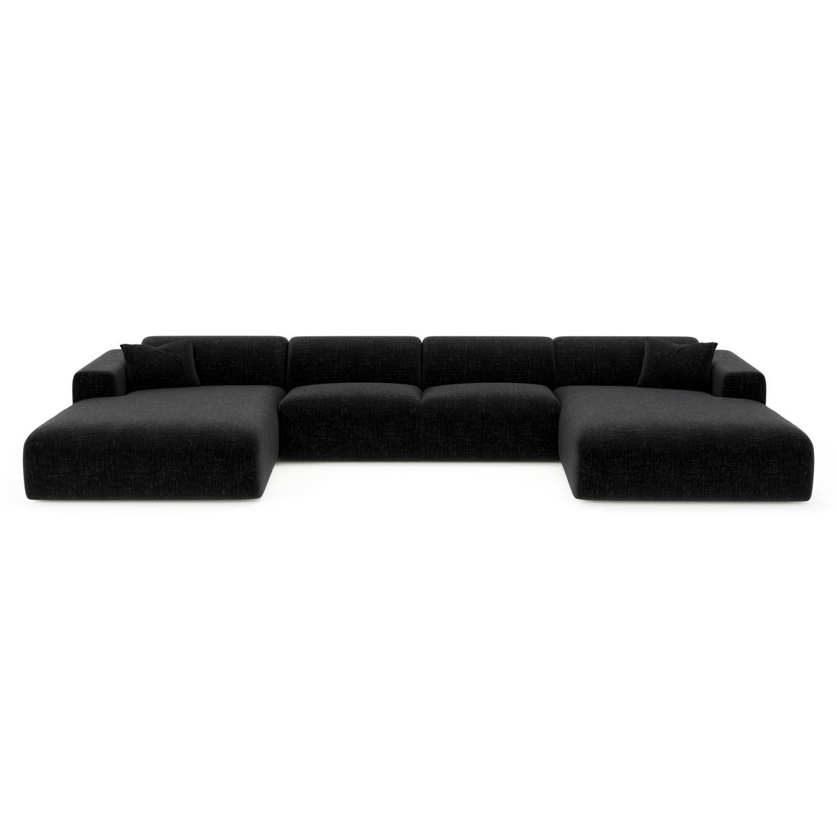 WOHNLANDSCHAFT Texturierter Samt Anthrazitgrau 356cm - Dunkelgrau/Anthrazit, Textil (356/73/166cm) - Sia Home