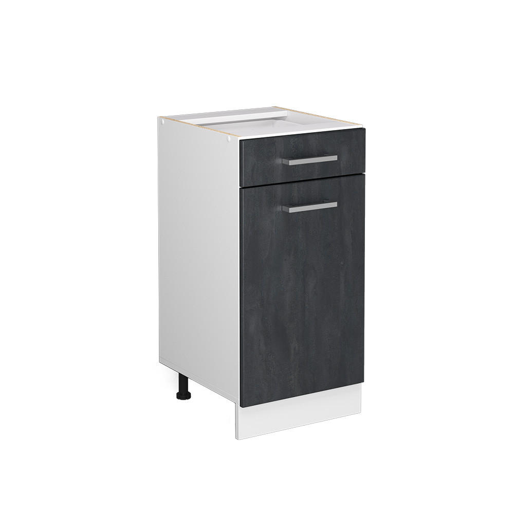 KÜCHENUNTERSCHRANK R-Line Schwarz Beton 40 cm ohne Arbeitsplatte - Schwarz/Weiß, Holzwerkstoff (40/81.6/46cm) - Vicco