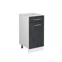 KÜCHENUNTERSCHRANK R-Line Schwarz Beton 40 cm ohne Arbeitsplatte - Schwarz/Weiß, Holzwerkstoff (40/81.6/46cm) - Vicco