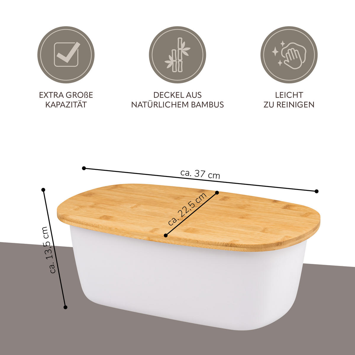 BROTKASTEN, weiß - Weiß, Kunststoff (22.5/13.5/37cm) - bremermann