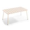GARTEN-LOUNGETISCH, Elfenbeinfarbe - Creme, Metall (90/50/40cm) - Oviala