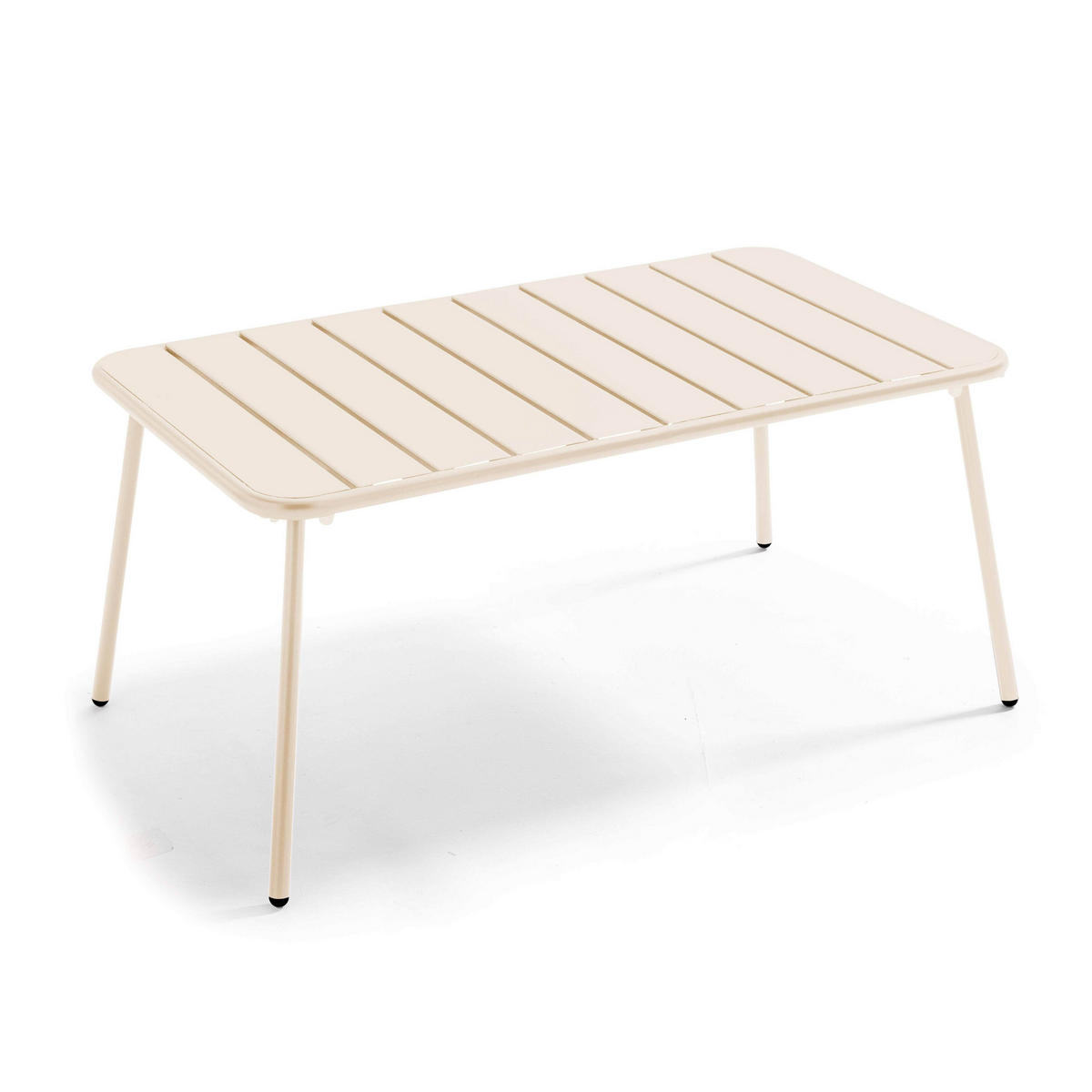 GARTEN-LOUNGETISCH, Elfenbeinfarbe - Creme, Metall (90/50/40cm) - Oviala