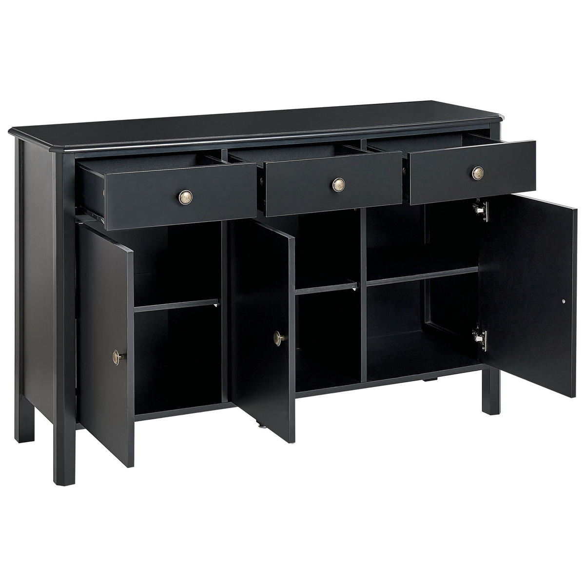 SIDEBOARD se 3 dveřmi Černý Olate - černá, kompozitní dřevo (120/75/39cm) - Beliani