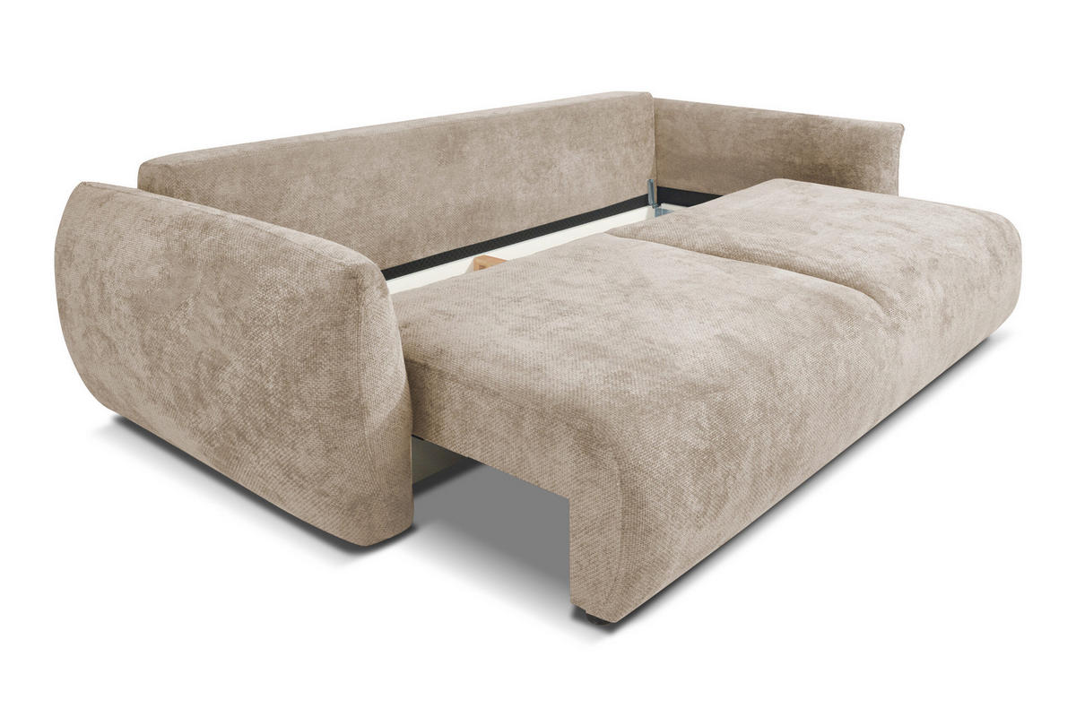 SOFA Mit Schlaffunktion Und Bettkasten, Chenille-Stoff Flow, Dunkelbeige, Zephira - Beige, Holz (238/87/140cm) - Kaiser Möbel
