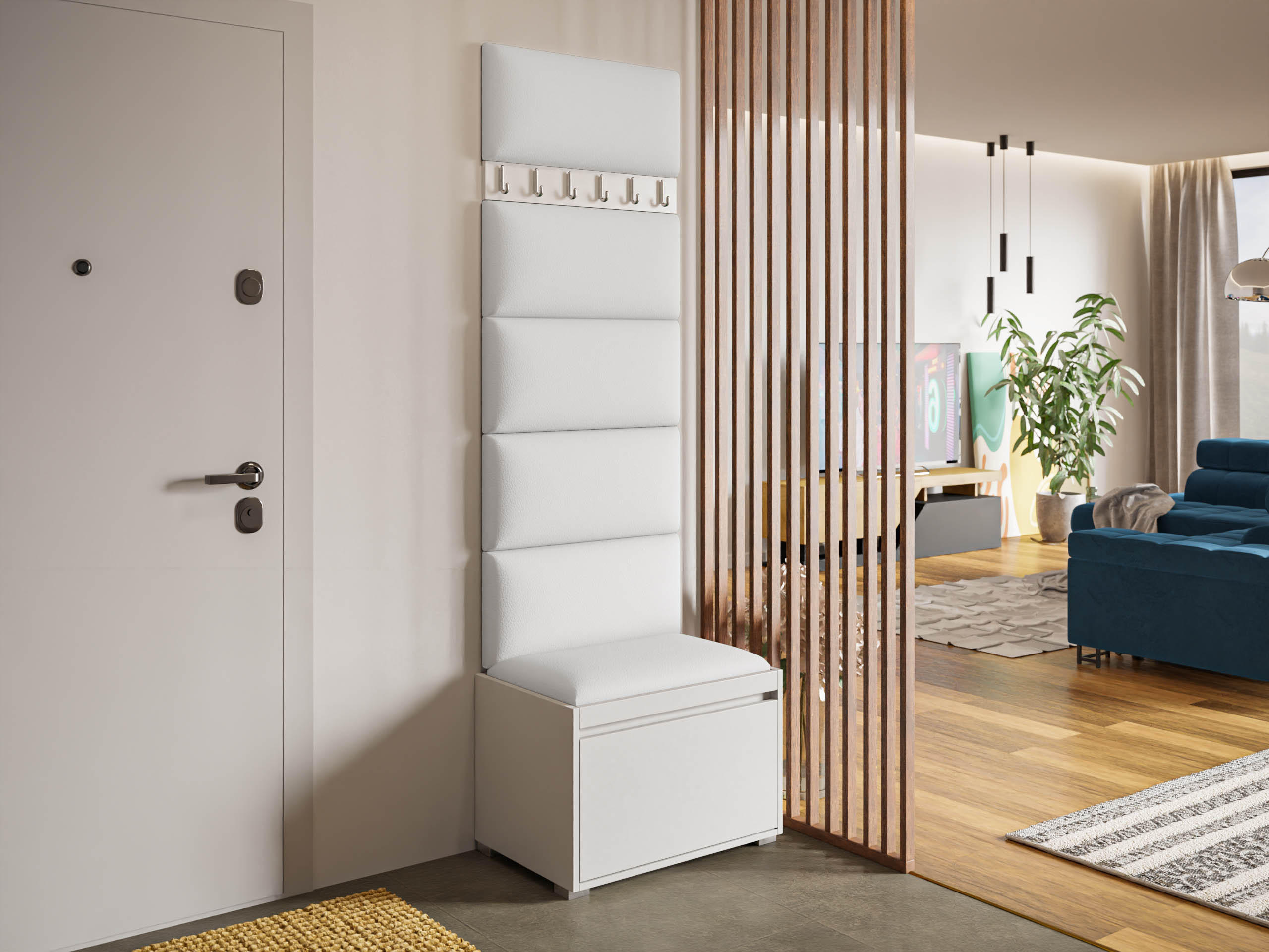 GARDEROBEN-SET Grawis 60 IV - Weiß Hochglanz/Silberfarben, Holzwerkstoff/Kunststoff (64.5/45/34cm) - MIRJAN24