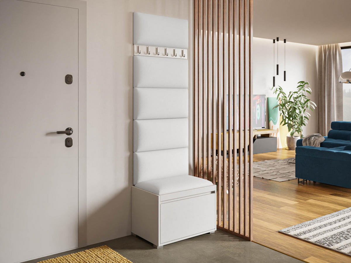 GARDEROBEN-SET Grawis 60 IV - Weiß Hochglanz/Silberfarben, Holzwerkstoff/Kunststoff (64.5/45/34cm) - MIRJAN24