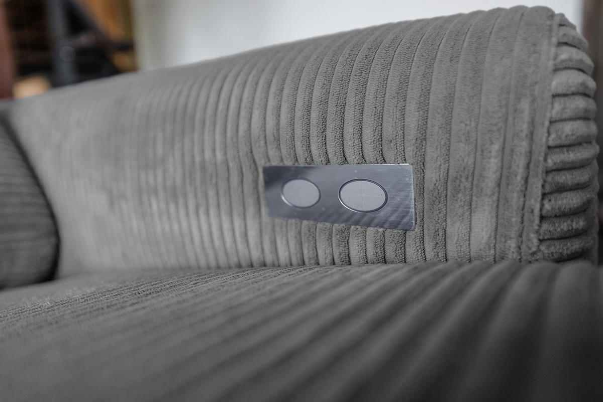 ECKSOFA LAISKA Grau Cord - Schwarz/Grau, Textil/Metall (282/177cm) - KAWOLA