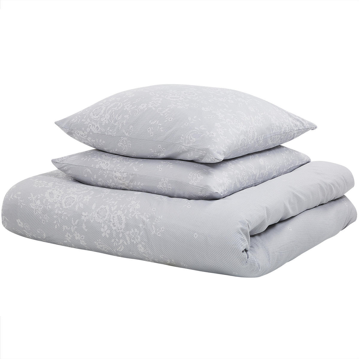 BETTWÄSCHE SET Morningside 200x220 cm - Grau, Textil (200/220cm) - Beliani