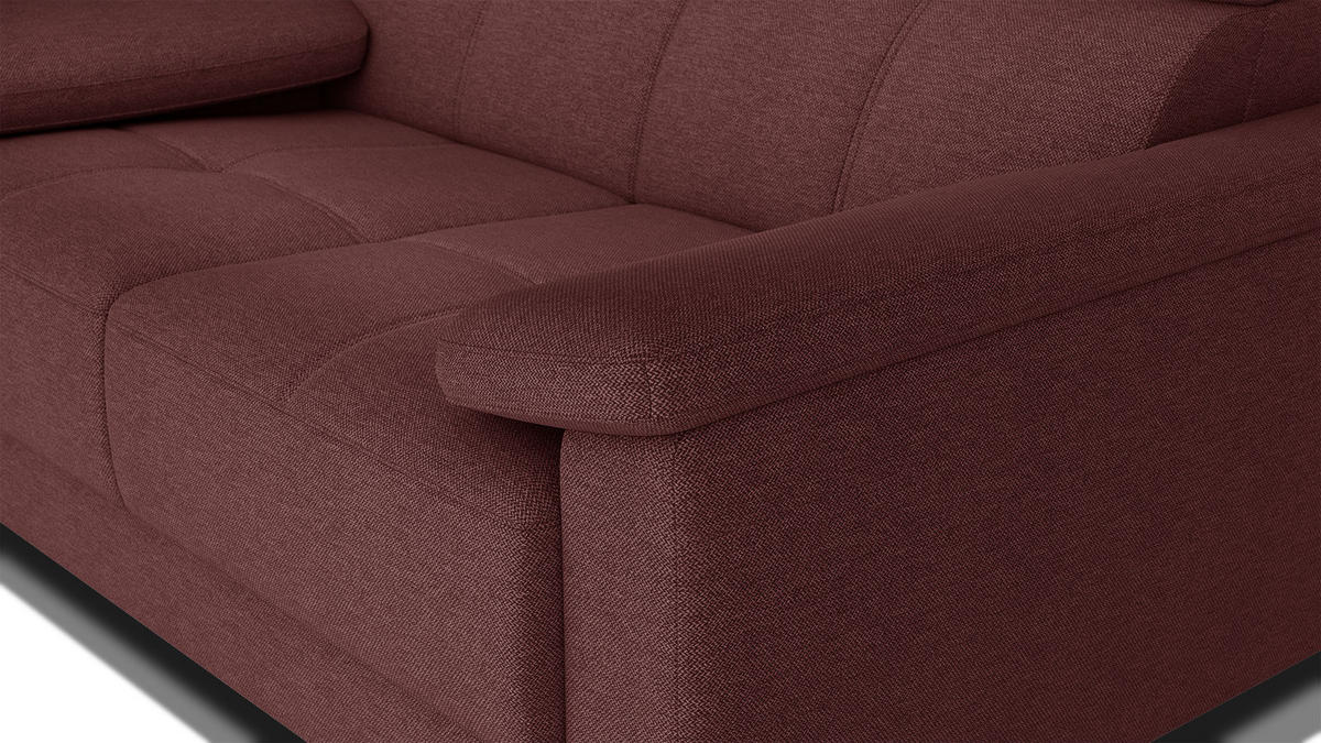 SOFA TAUNUS 2-Sitzer, bordeaux - Bordeaux/Schwarz, Holzwerkstoff/Textil (141/80/102cm) - Courtois Laville