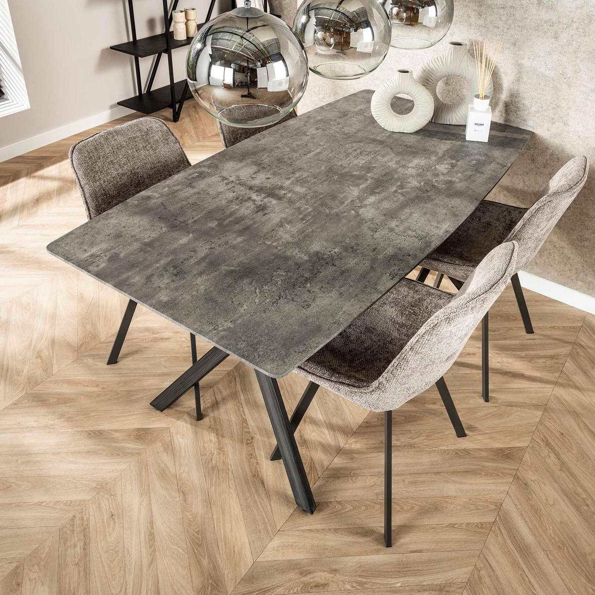 ESSTISCH Netob Grau 160/90/76 cm - Grau, Holz (160/90/76cm) - Hoyz Collection