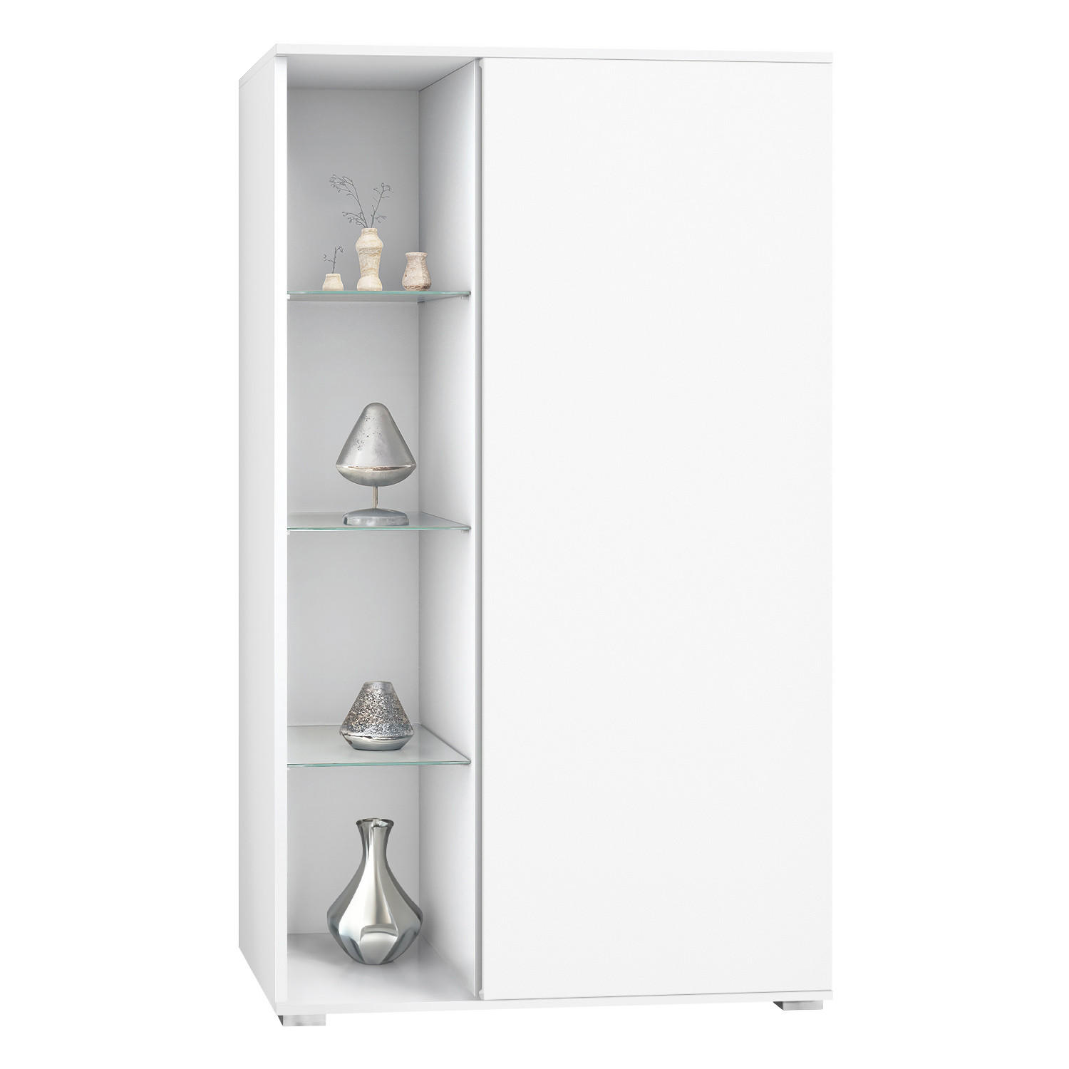 VITRINE Davos Weiß matt - Weiß, Holzwerkstoff (71.5/134/35cm) - Vladon