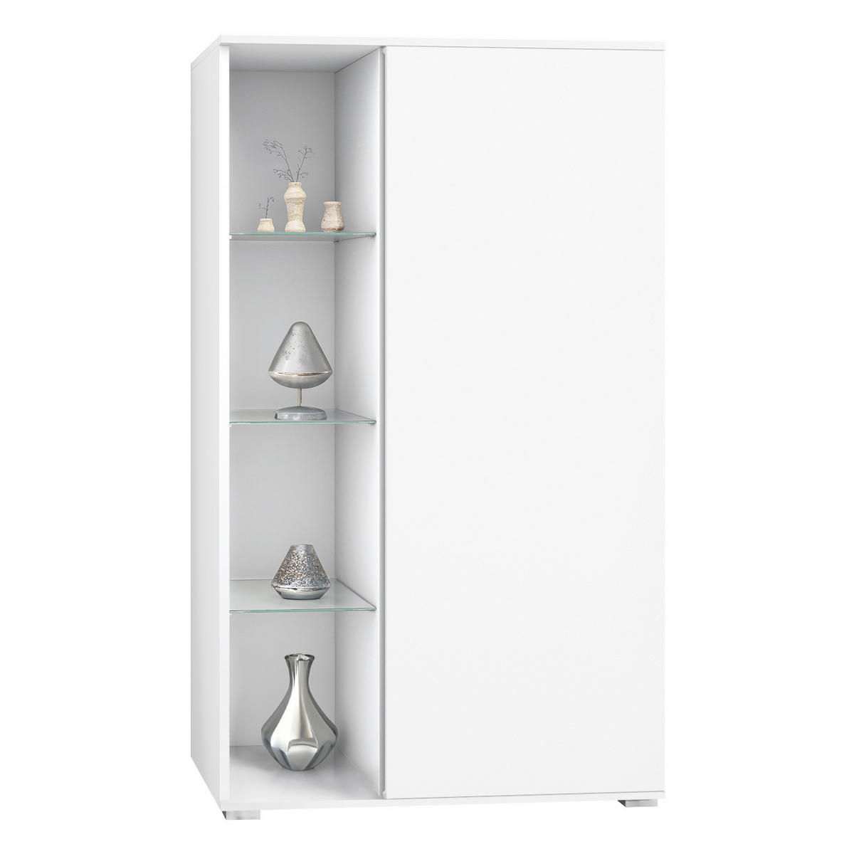VITRINE Davos Weiß matt - Weiß, Holzwerkstoff (71.5/134/35cm) - Vladon