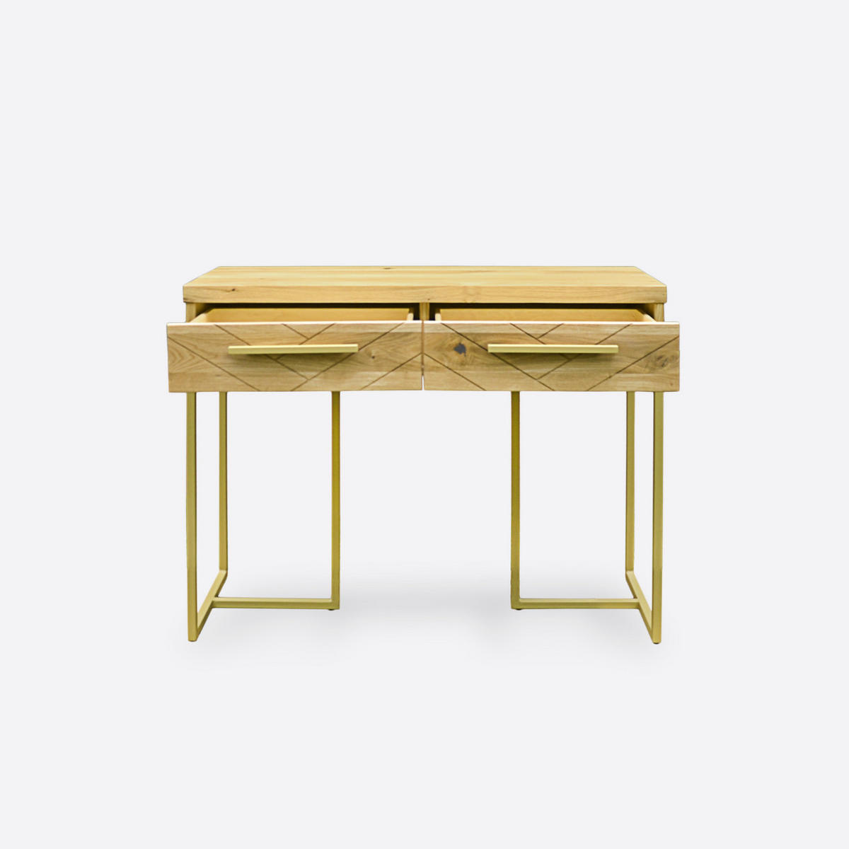 EICHENKONSOLE mit Schubladen und Metallbeinen für das Wohnzimmer CARIN I - Eichefarben, Holz (110/80/45cm) - Rawood Furniture