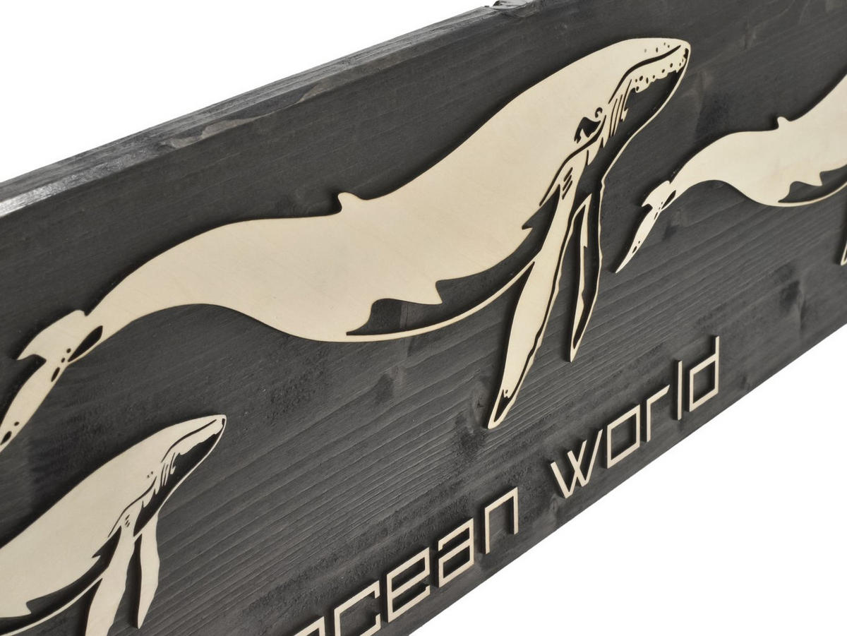 WANDBILD Whales Holz 80/20 cm - Braun, Holz (2.5/20cm) - Raumzutaten