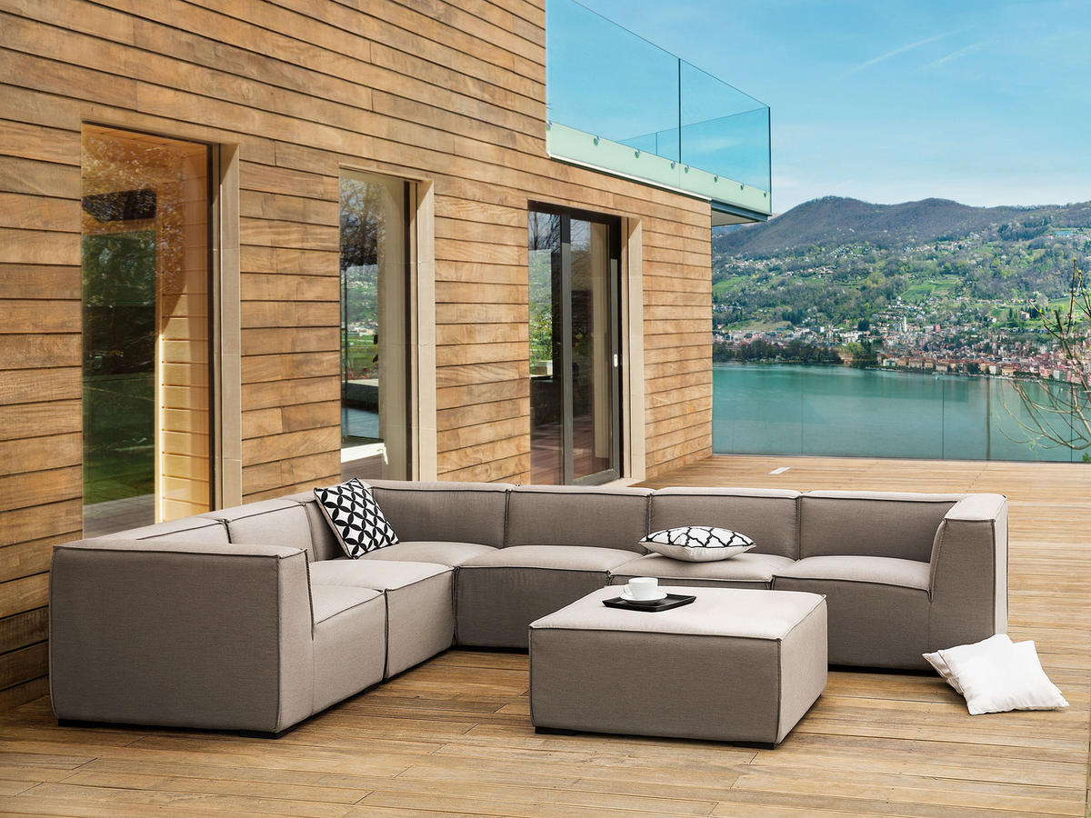 LOUNGE SET 7-Sitzer beige linksseitig modular Arezzo - Beige, Textil - Beliani