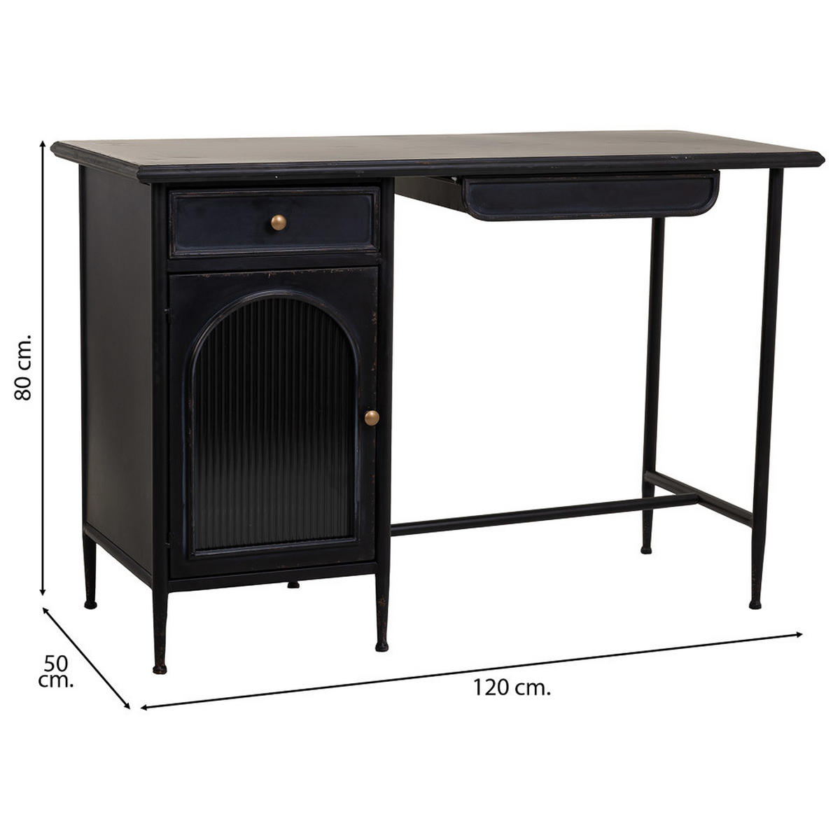 SCHREIBTISCH aus Metall 120x50x80 cm - Schwarz, Metall (50/120/80cm) - Wanderlust