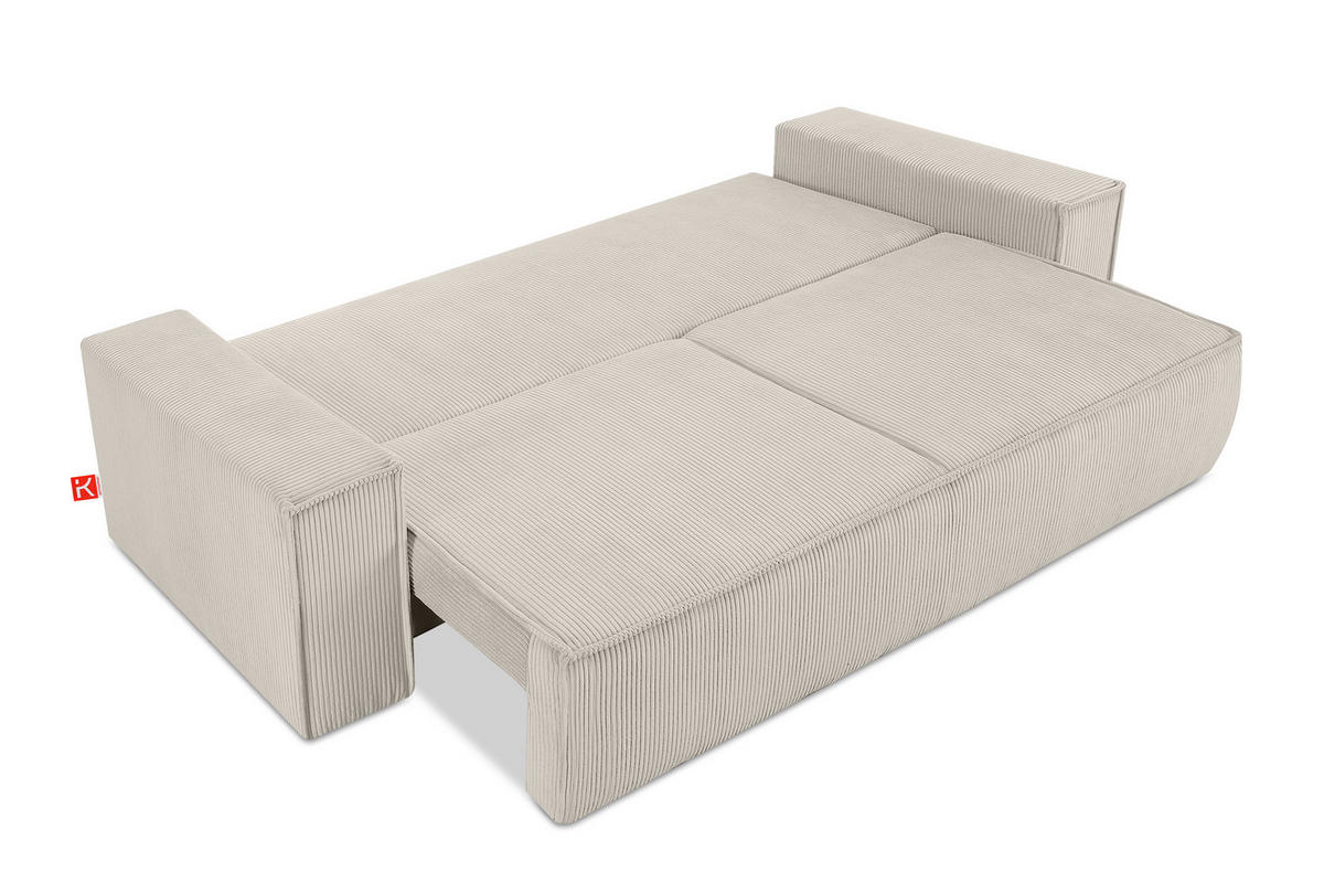 3-SITZER-SCHLAFSOFA NAPI in Pet Friendly Cord-Stoff, cremig - Creme/Schwarz, Textil (244/89/101cm) - KONSIMO®