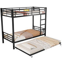 ETAGENBETT aus Metall 90x200 cm in Schwarz mit Ausziehbett - Schwarz, Metall (90/190cm) - Modfu