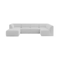 WOHNLANDSCHAFT Ottomane Links MOVA 345x180x78 Hellgrau Bouclé - Silberfarben/Hellgrau, Holzwerkstoff/Kunststoff (180/78/345cm) - ALTDECOR