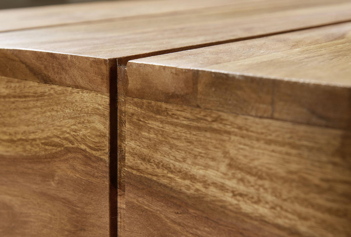 COUCHTISCH aus Massivholz, handgefertigt, pflegeleicht, aus Akazienholz und Edelholz, Beige 120x45x30 cm - Beige, Holz (45/120/30cm) - KADIMA DESIGN