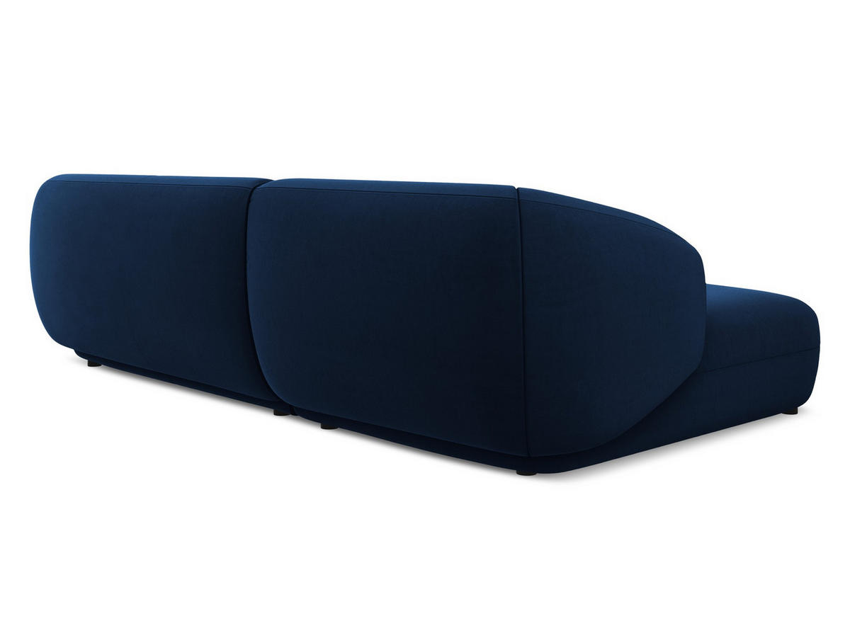 ECKSOFA Links Samt Stoff Blau - Blau/Schwarz, Kunststoff/Textil (156/280cm) - Makamii