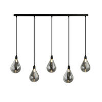 HÄNGELEUCHTE CELIA - Rauchgrau, 5-flammig - Grau, Glas (13/106.5/120cm) - Home Deluxe