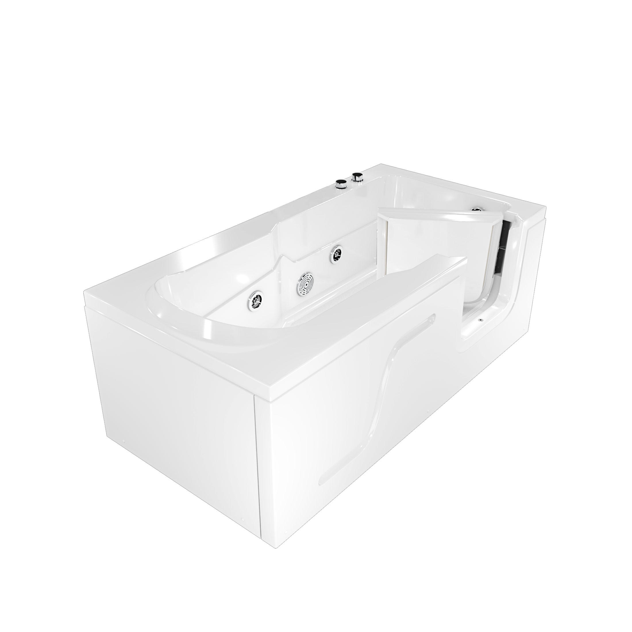 SENIORENWANNE mit Tür S17-WP-L 150x75cm - Weiß, Glas/Kunststoff (75/54/150cm) - AcquaVapore by Sandra Jentho