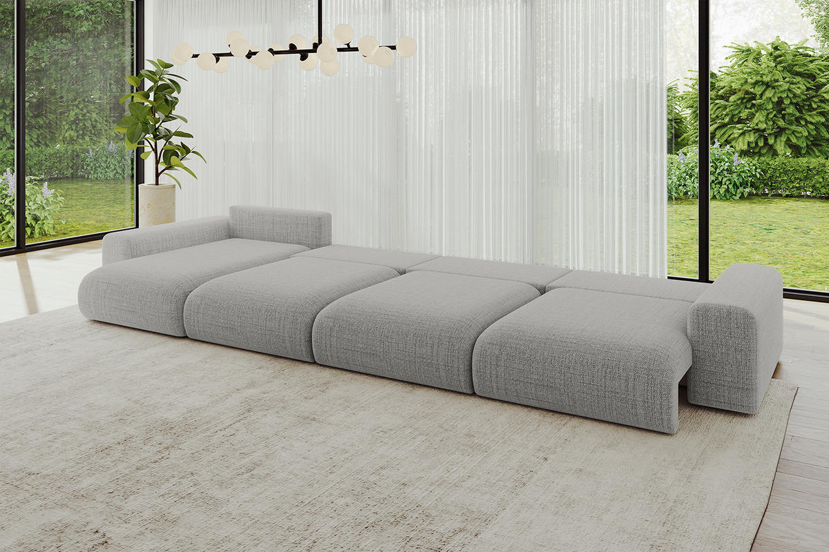 WOHNLANDSCHAFT mit Schlaffunktion ESKAR-U2-464x176x72cm Hellgrau - Graphitfarben, Holzwerkstoff/Kunststoff (176/72/464cm) - ALTDECOR