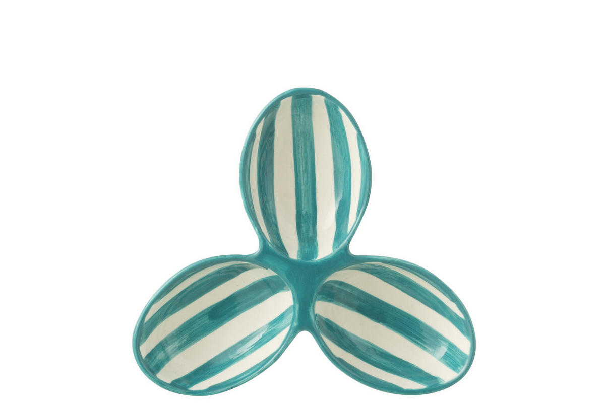 APERO-TELLER GRANADA STRIPES - Töpferei - Aqua - Multicolor, Keramik (24cm) - J-Line