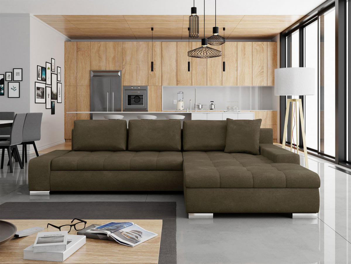 ECKSOFA Orkan - Dunkelbraun, Holz/Textil (302/213cm) - MIRJAN24