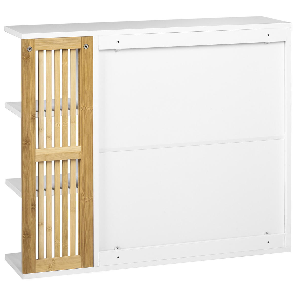 DULAP CU OGLINDĂ PENTRU BAIE 80/70 cm alb Nubes - maro/alb, compozit lemnos (80/70/21cm) - Beliani