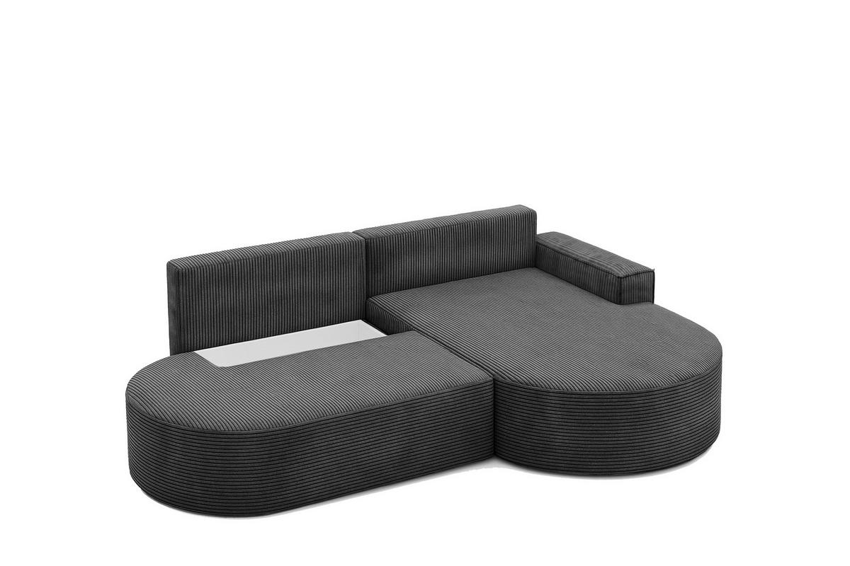 ECKSOFA mit Schlaffunktion und Bettkasten Modena Runden stoff Poso Graphit Rechts - Graphitfarben, Holz/Textil (278/179cm) - Kaiser Möbel