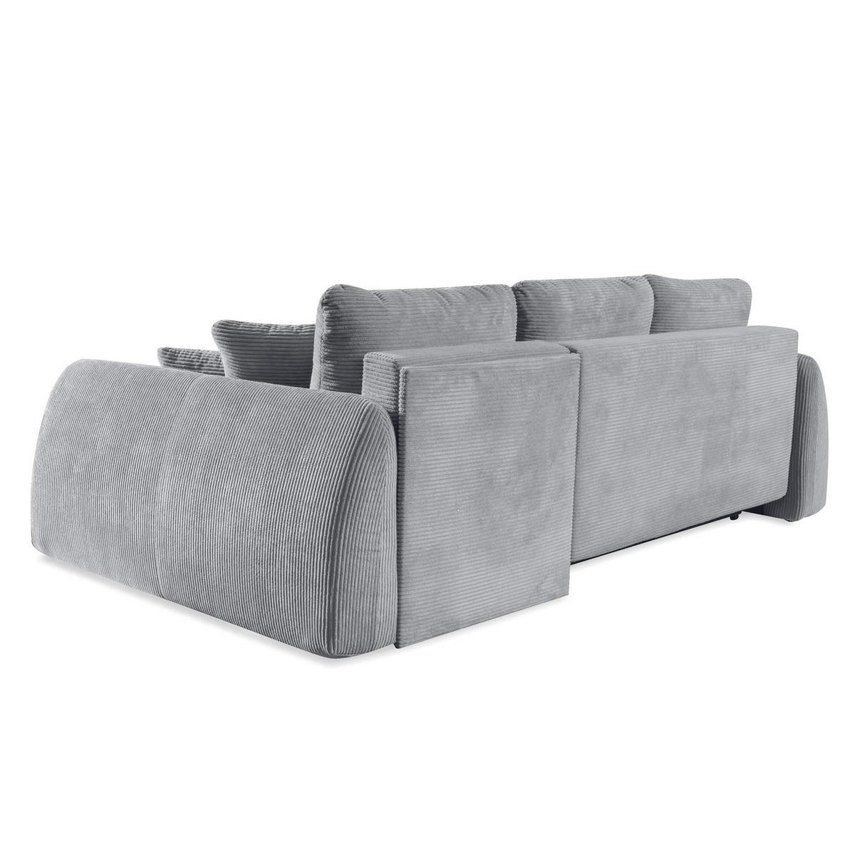 ECKSOFA Luna Hellgrau, mit Schlaffunktion - Hellgrau, Holzwerkstoff/Textil (252/155cm) - Bettso