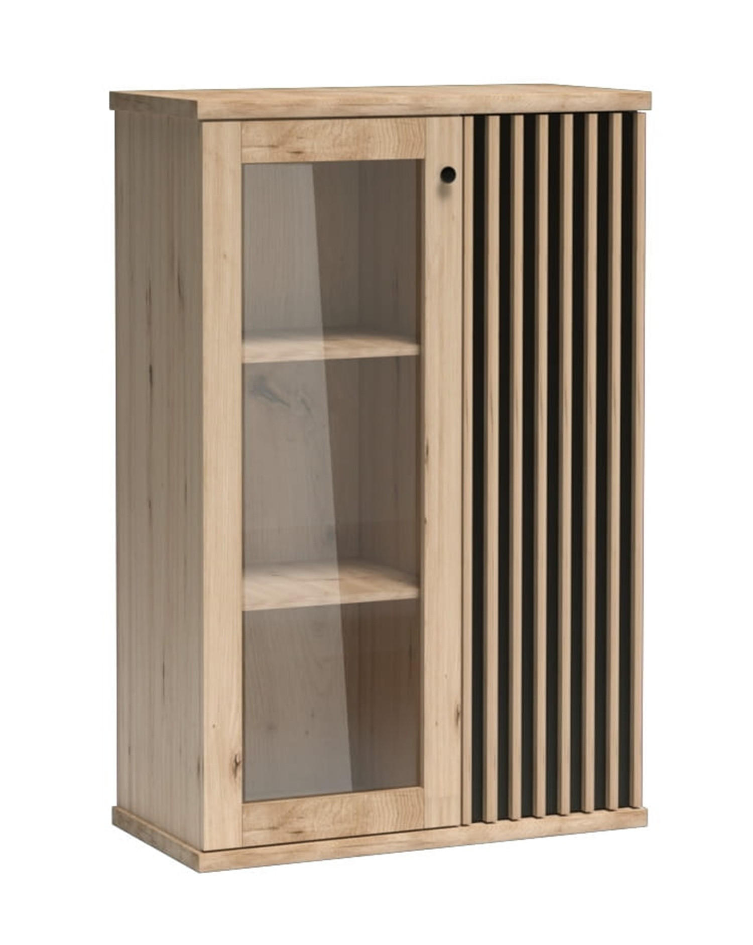 VITRINESCHRANK CALI C-3 - Eiche Artisan, Holzwerkstoff (87/132/40cm) - Meblini