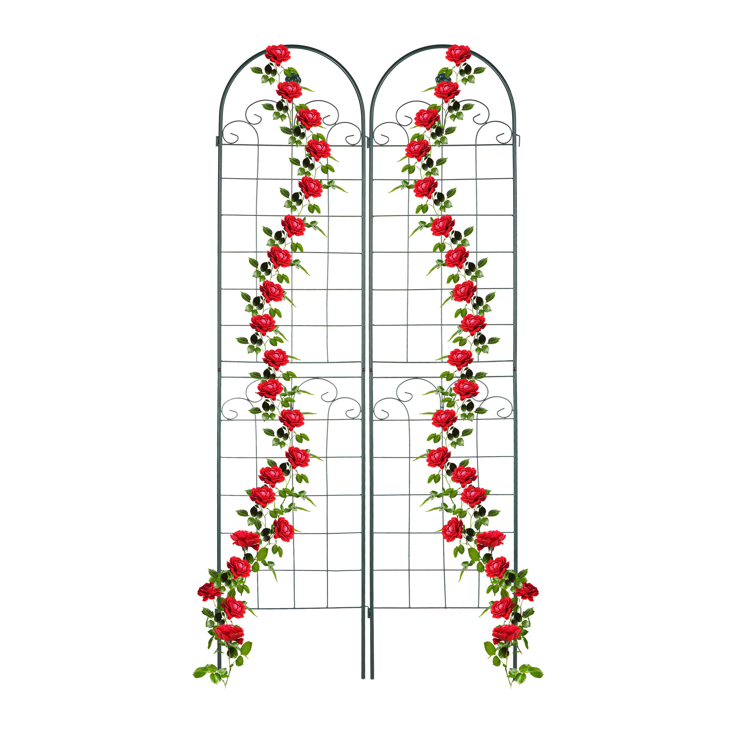 Relaxdays MŘÍŽ Tmavě zelená 2dílná-sada kov 220 cm