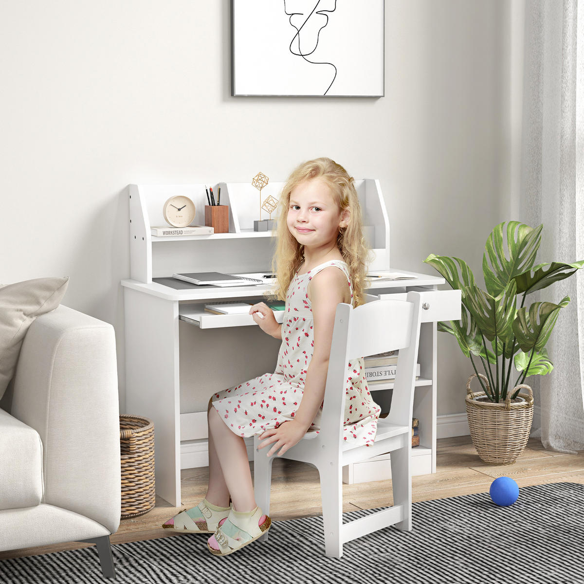 SCHREIBTISCH-SET DE-17508 Weiß - Weiß, Holzwerkstoff (90/90/45cm) - ComfortXL