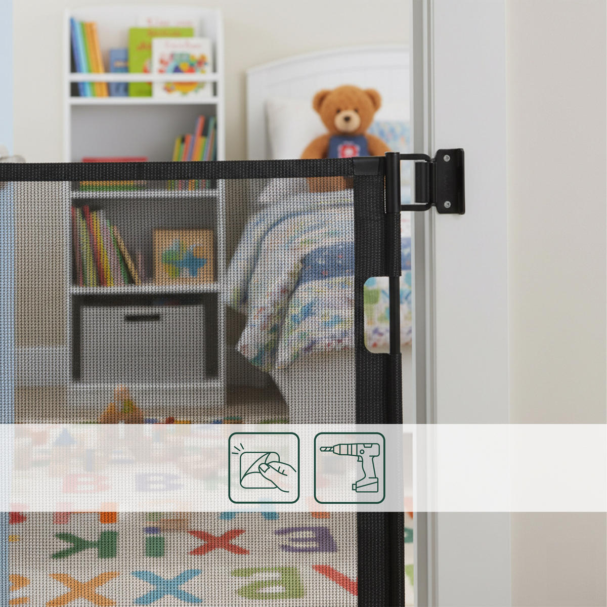 TÜRSCHUTZGITTER - Schwarz, Kunststoff/Metall (150/1cm) - Relaxdays