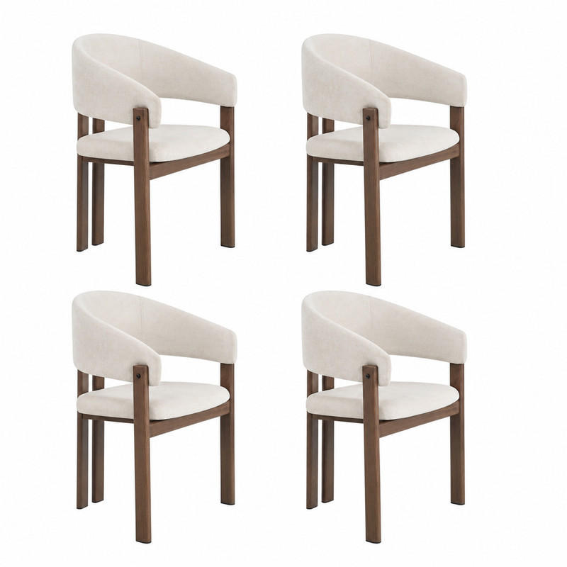 ESSZIMMERSTUHL 4er-Set mit Armlehnen Walnussoptik Beige - Walnussfarben, Holz (52.5/83/61.51cm) - Meubliv
